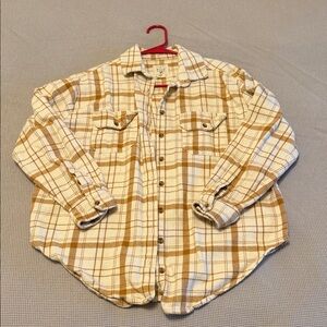Billabong Checkered Button Down Shirt - Cream and Tan